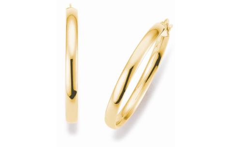 Oorringen, 14krt.goud ovale buis (27x3mm.) - 20246