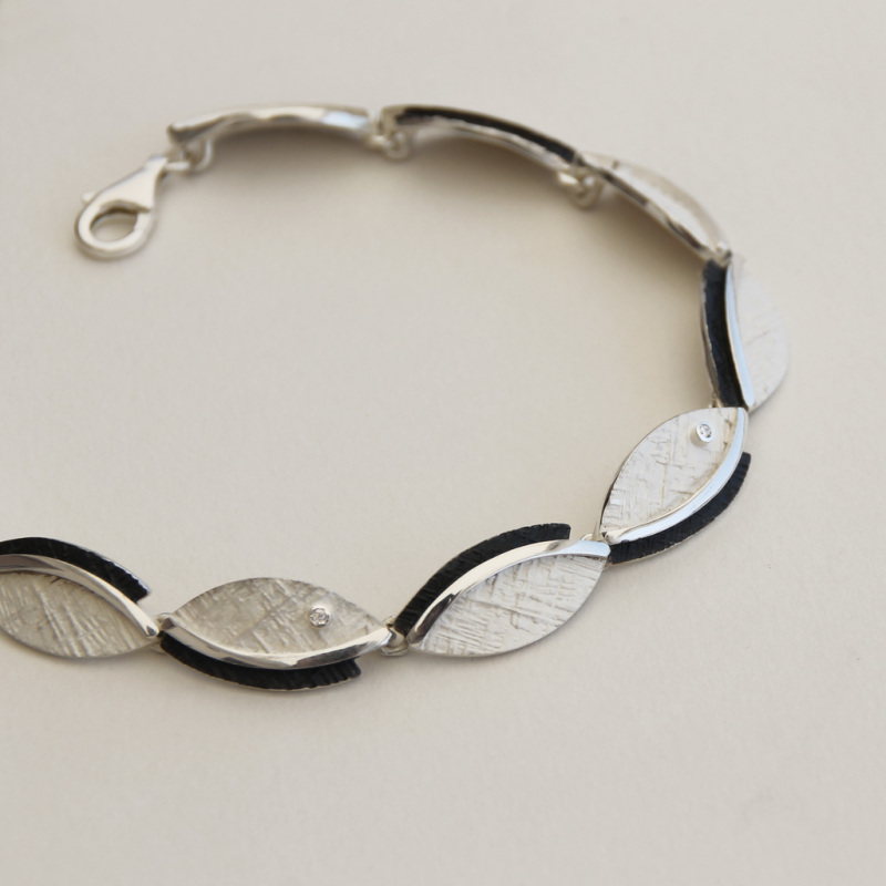 AUDAR Armband, model 1941 zilver met diamant totaal 0,36ct. (lengte 19cm) - 20442