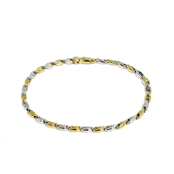 Armband, 14krt.bicolour goud (lengte: 19cm.) - 20516