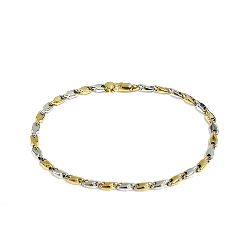 Armband, 14krt.bicolour goud (lengte: 19cm.) - 20516