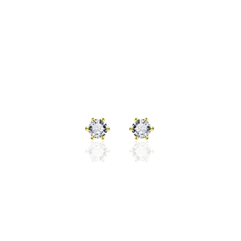 Oorknoppen, zilver geelverguld met zirconia solitair 3mm. - 16854 Oorknoppen, zilver geelverguld met zirconia solitair 3mm. - 16854