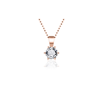 Hanger, zilver rose-verguld met zirconia solitair( 4mm.) excl. collier - 16855