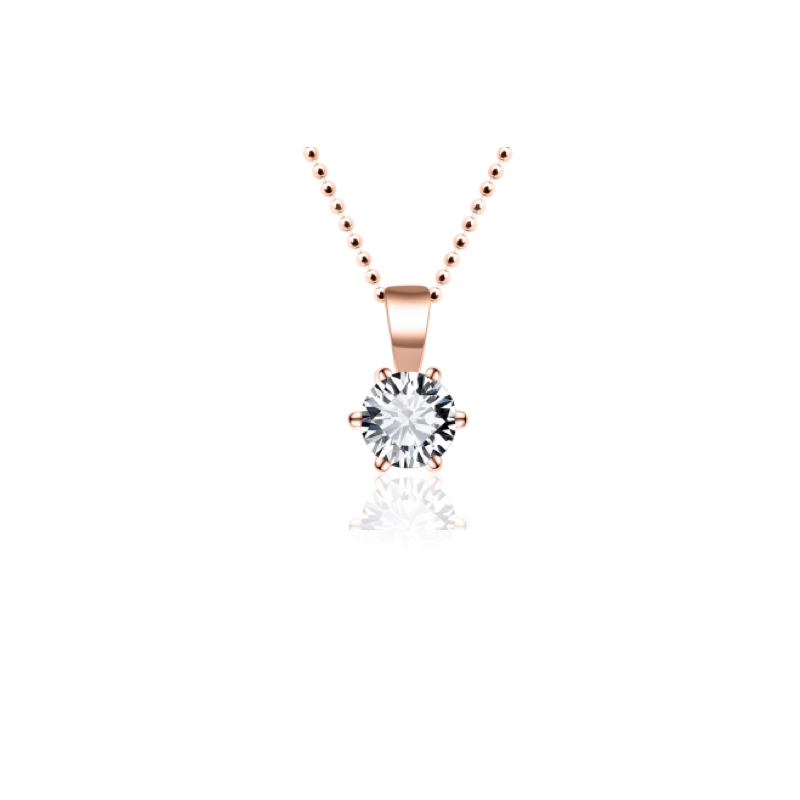 Hanger, zilver rose-verguld met zirconia solitair( 4mm.) excl. collier - 16855