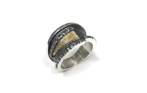 AUDAR Ring, model 1932 zilver met 18 krt goud (maat 58) - 20538
