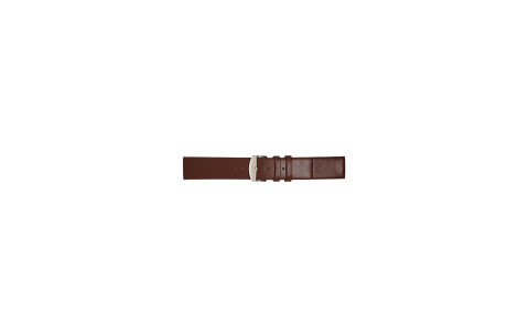 Plain soft calf leather watch strap PARALLEL (so not descending) with stainless steel buckle and soft nubuck lining. - 20543