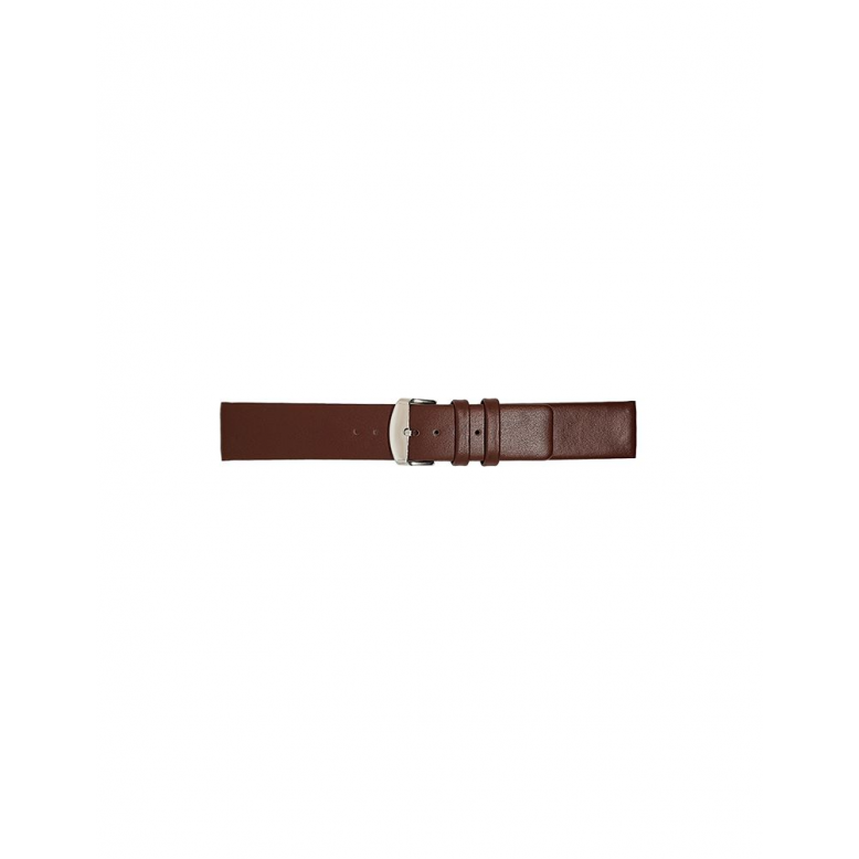 Plain soft calf leather watch strap PARALLEL (so not descending) with stainless steel buckle and soft nubuck lining. - 20543