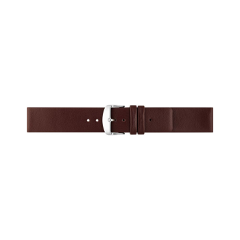 Plain soft calf leather watch strap PARALLEL (so not descending) with stainless steel buckle and soft nubuck lining. - 20543