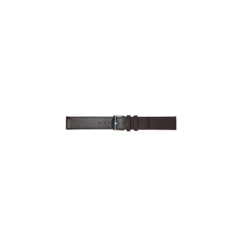 Plain soft calf leather watch strap PARALLEL (so not descending) with stainless steel buckle and soft nubuck lining. - 20544