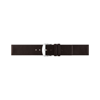 Plain soft calf leather watch strap PARALLEL (so not descending) with stainless steel buckle and soft nubuck lining. - 20544