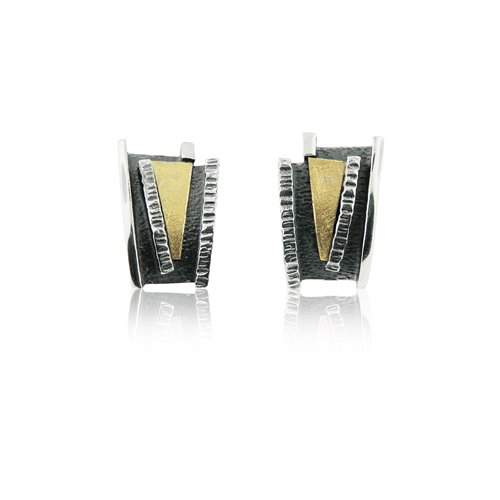 AUDAR Oorknoppen, model 1932 zilver met 18 krt.goud (11x16mm.) - 20541 AUDAR Oorknoppen, model 1932 zilver met 18 krt.goud (11x16mm.) - 20541
