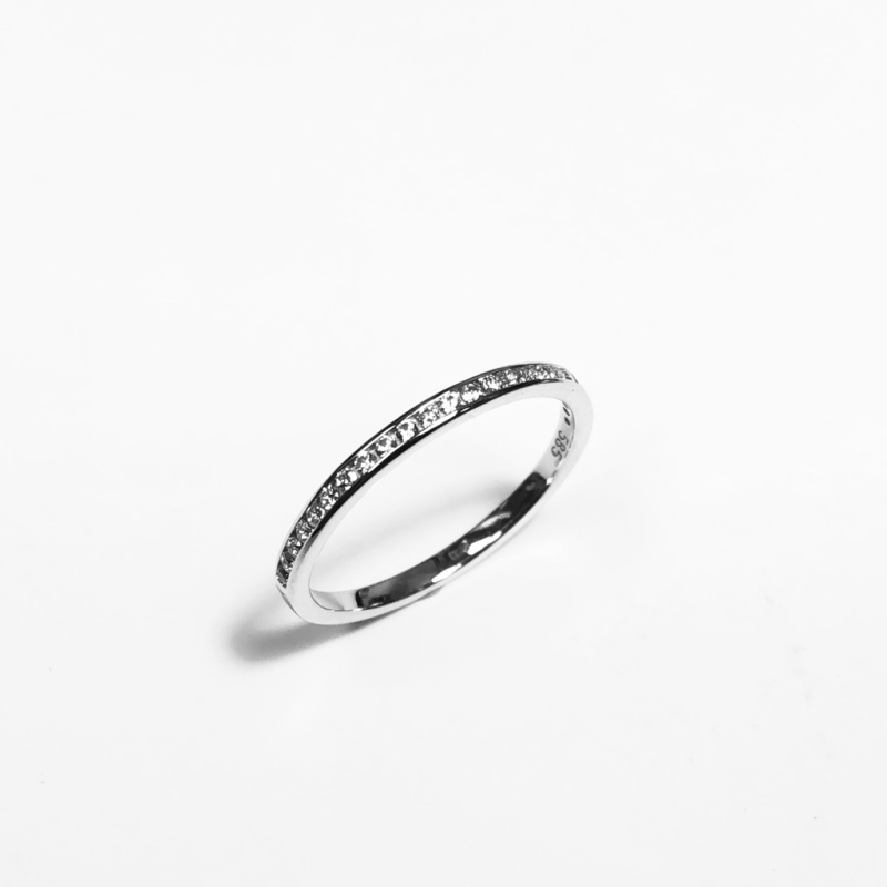 Ring, 14 krt. witgoud met zirconia (maat 17,5) - 17207