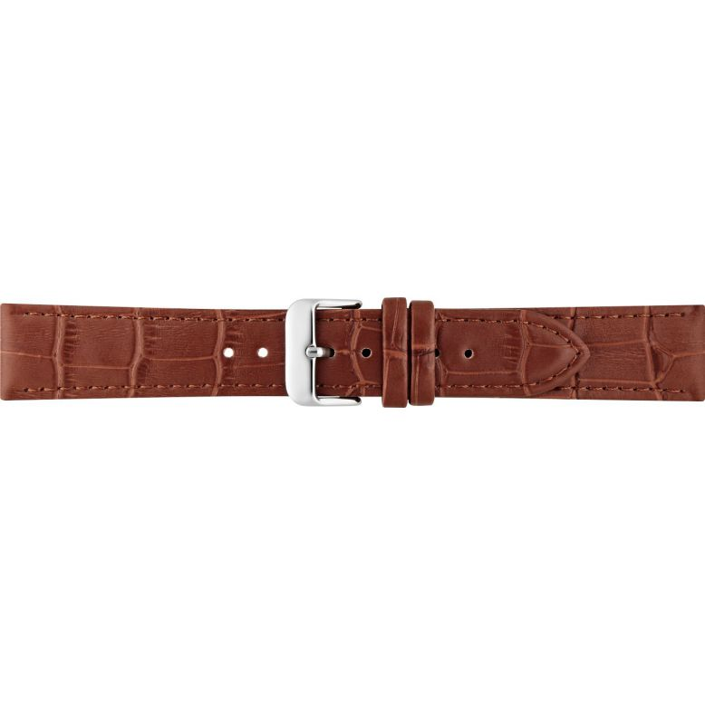 Horlogeband 22mm Licht Bruin Krokodillenprint - 20338