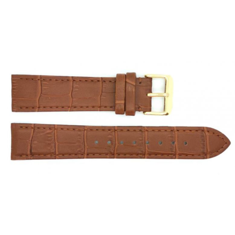 Horlogeband 22mm Licht Bruin Krokodillenprint - 20338