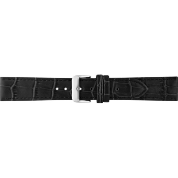 Horlogeband 22mm, alligator print. Zwart - 20340