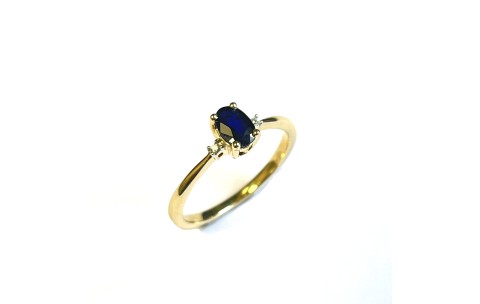 Eclat Ring, 14krt.witgoud met saffier en 0.02ct.diamant (maat 17) - 20643