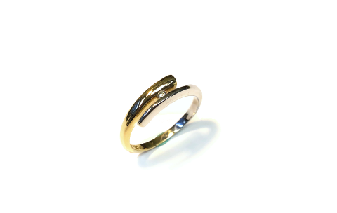 Eclat Ring, 14krt.bicolor goud met 0.03ct. diamant (maat 17,5) - 20644