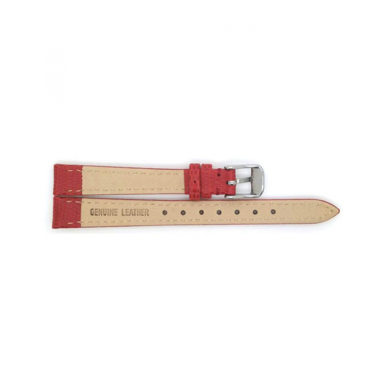Horlogeband 14mm, Rood met Hagedissenprint - 20655