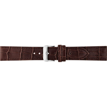 Horlogeband 20mm, alligator print, donker bruin - 20652
