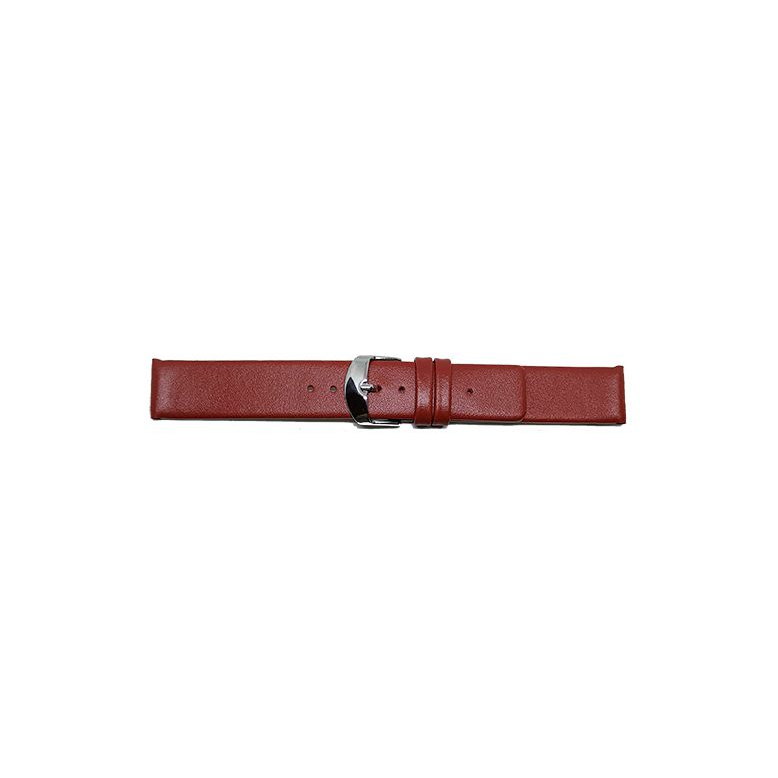 Plain soft calf leather watch strap PARALLEL (so not descending) with stainless steel buckle and soft nubuck lining. - 20654
