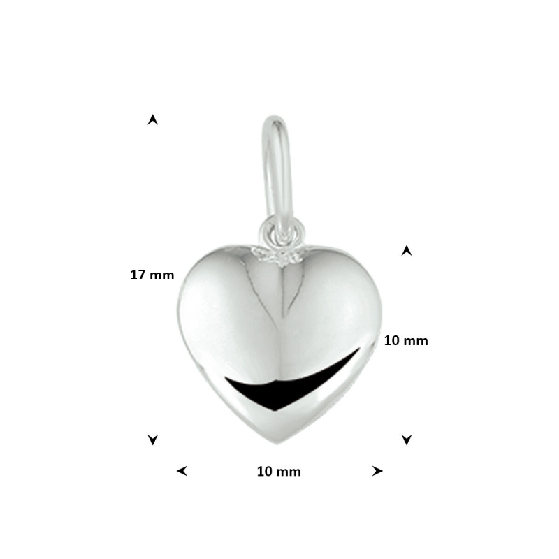 Hanger, zilver hart massief 10x10mm. - 20656 Hanger, zilver hart massief 10x10mm. - 20656