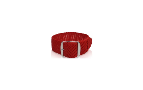 Perlon watch strap with steel buckle. Rood - 20725