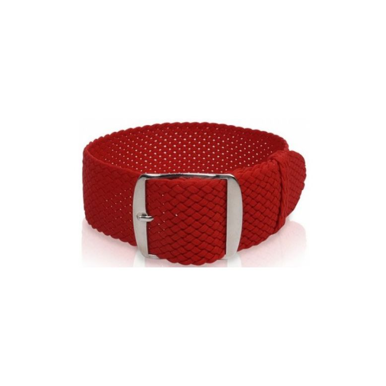 Perlon watch strap with steel buckle. Rood - 20725