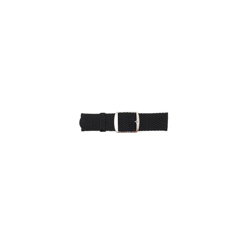 Perlon watch strap with steel buckle. Zwart. 18mm - 20727