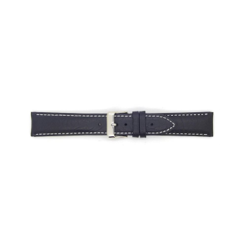 Horlogeband 22mm Zwart met witte stiksels - 20732