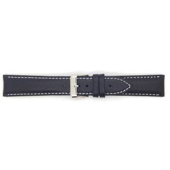 Horlogeband 22mm Zwart met witte stiksels - 20732