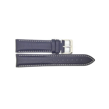 Horlogeband 22mm Zwart met witte stiksels - 20732
