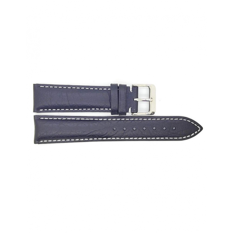 Horlogeband 22mm Zwart met witte stiksels - 20732