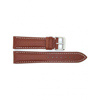 Horlogeband 20mm Bruin met witte stiksels - 20738
