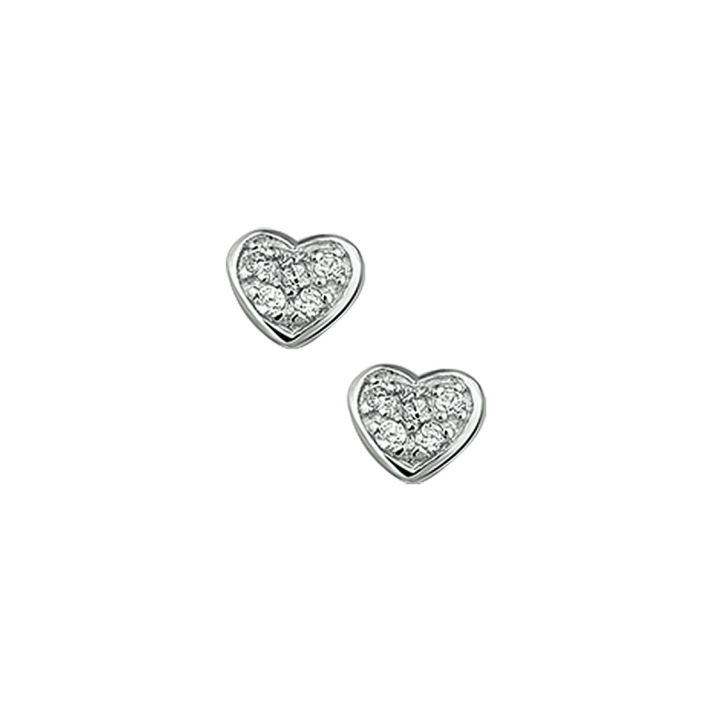 Oorknoppen, zilver gerhodineerd hart/zirconia - 20920 Oorknoppen, zilver gerhodineerd hart/zirconia - 20920