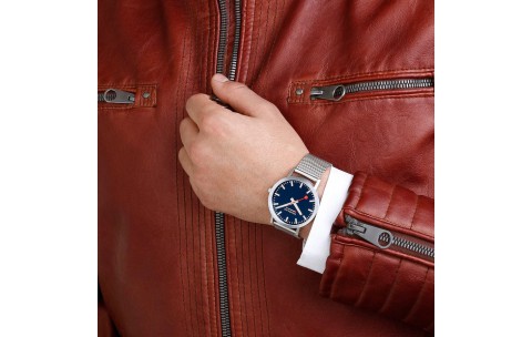 Mondaine Horloge, model Classic 660.30360.40SBJ Mat Blauw (40mm) - 20893