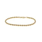 Armband, zilver geel verguld koord (lengte: 18cm.) 1 jaar garantie op double - 20894