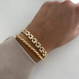 Armband, zilver geel verguld koord (lengte: 18cm.) 1 jaar garantie op double - 20894
