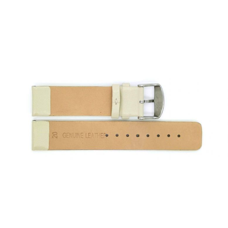 Horlogeband 16mm, Plain soft kalfsleer Beige - 20946