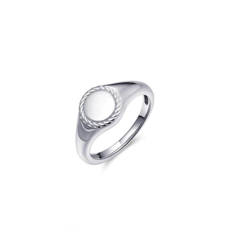 Ring, zilver gerhodineerd monogram 7mm. (maat 52) - 20954