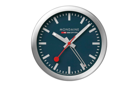 MONDAINE KLOK M997.MCAL.46SBV Rond 125mm Mat Blauw. - 21001