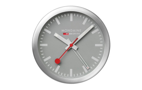 MONDAINE KLOK M997.MCAL.86SBV Rond 125mm Mat Grijs. - 21004