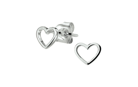 Oorknoppen, zilver gerhodineerd hart - 21051