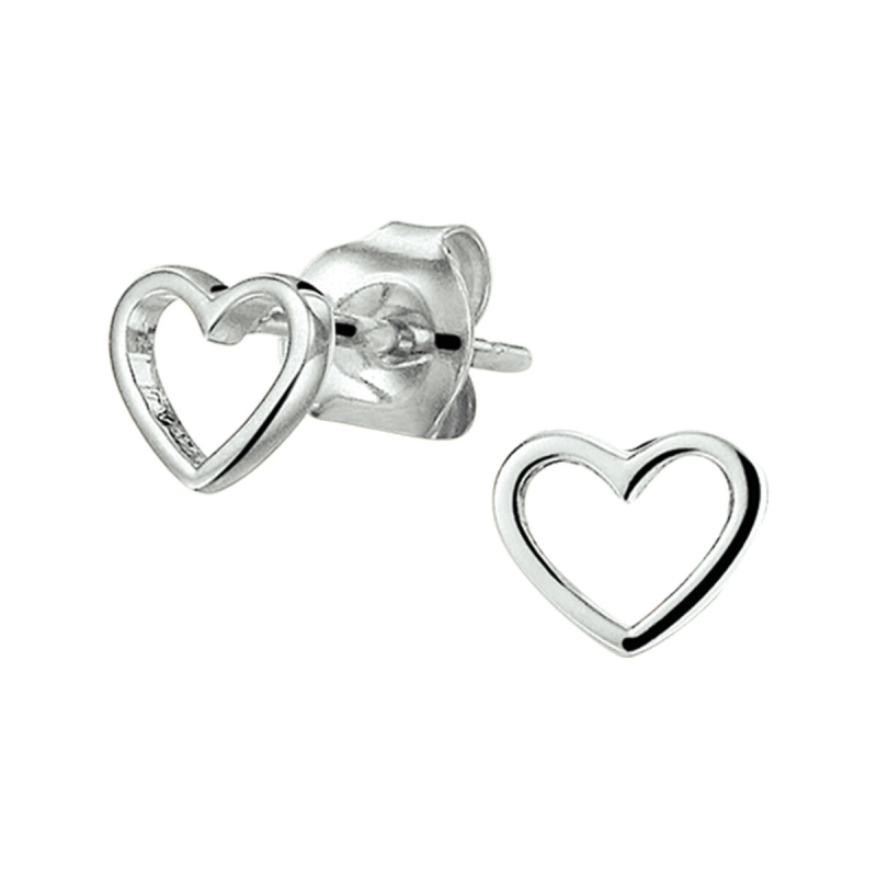 Oorknoppen, zilver gerhodineerd hart - 21051