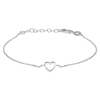 Armband, zilver gerhodineerd met hart (15-18cm) - 21054