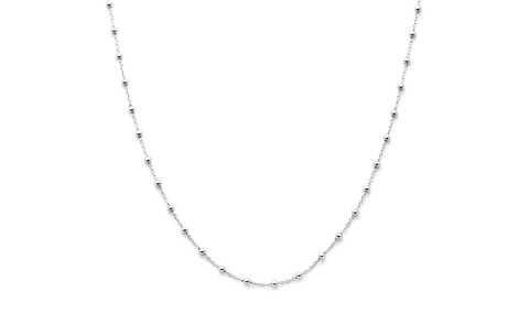 Collier, zilver gerhodineerd bolletjes (lengte: 40-44cm.) - 21055