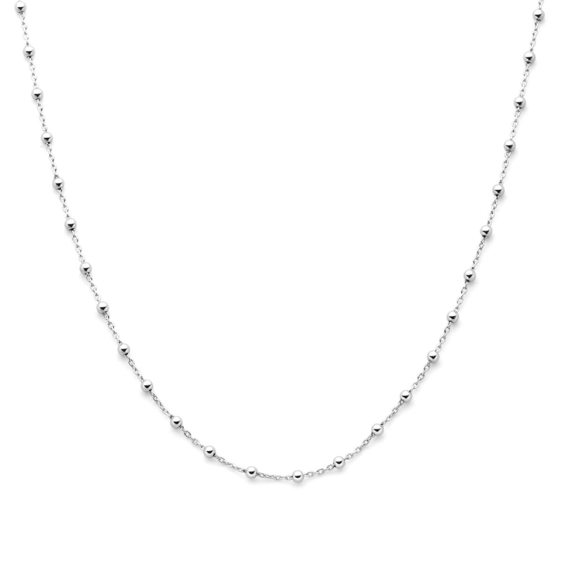 Collier, zilver gerhodineerd bolletjes (lengte: 40-44cm.) - 21055