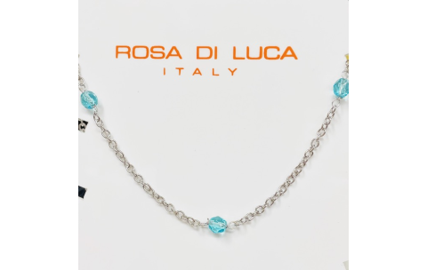 Rosa di Luca Enkelbandje, zilver gerhodineerd blauw balletjes (lengte: 23-26cm) - 21076