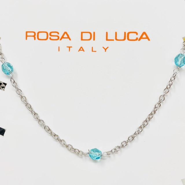 Rosa di Luca Enkelbandje, zilver gerhodineerd blauw balletjes (lengte: 23-26cm) - 21076 Rosa di Luca Enkelbandje, zilver gerhodineerd blauw balletjes (lengte: 23-26cm) - 21076
