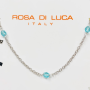 Rosa di Luca Enkelbandje, zilver gerhodineerd blauw balletjes (lengte: 23-26cm) - 21076