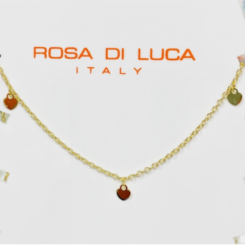 Rosa di Luca Enkelbandje, zilver verguld met hartjes (23 tot 26cm) - 21082