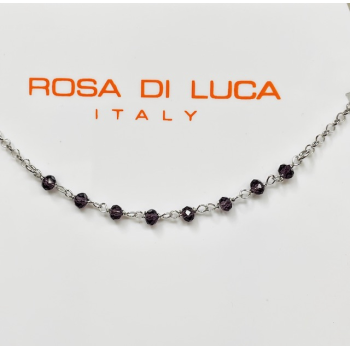 Rosa di Luca Enkelbandje, zilver met paarse steentjes (23 tot 26cm) - 21083 Rosa di Luca Enkelbandje, zilver met paarse steentjes (23 tot 26cm) - 21083